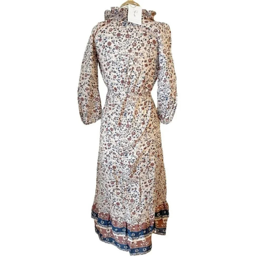 Christy Dawn The Plum Dress Size Small Sand Anemone Vine Puff Floral Ruffle  NWT - Picture 3 of 13